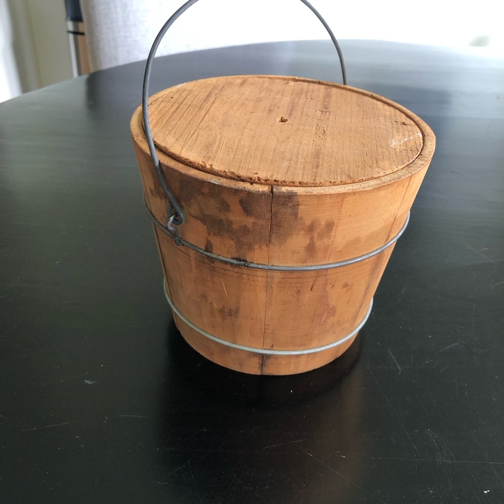 Antique Vintage Firkin Wooden Bucket with Handle